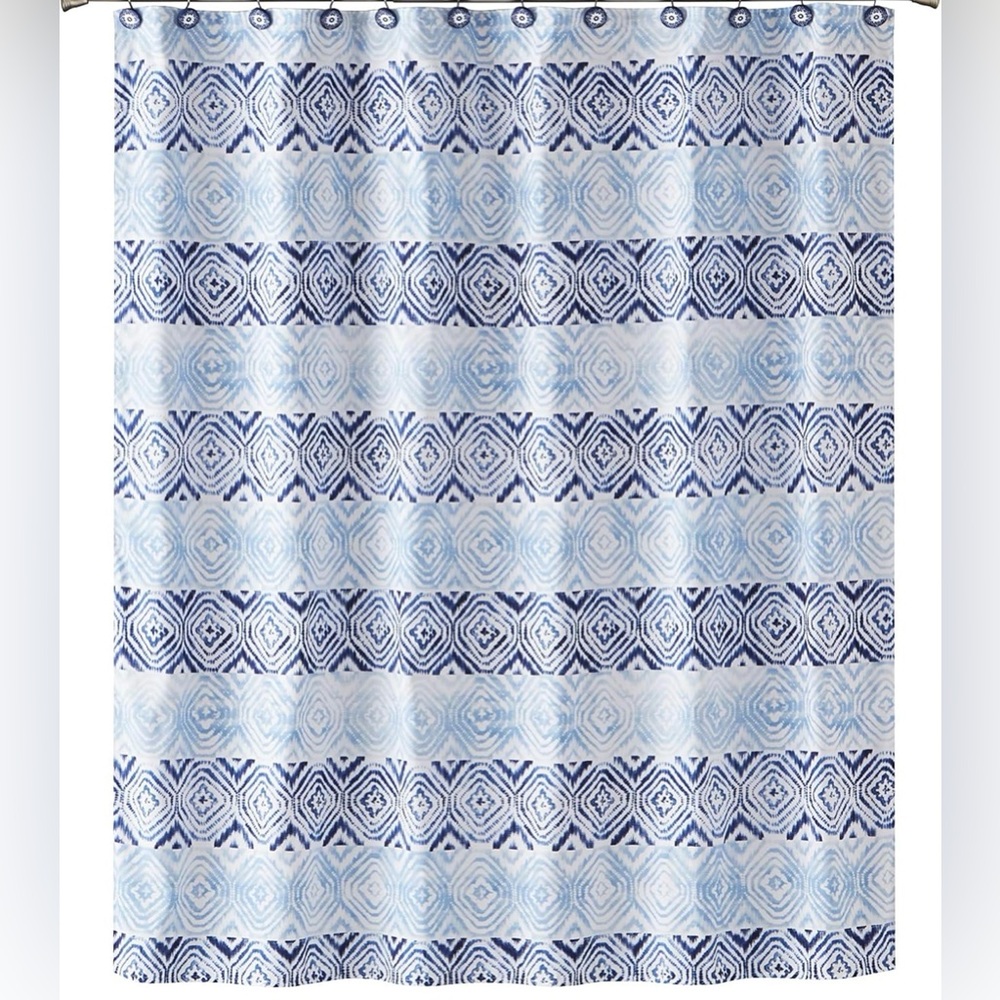 SKL Home Blue and White Patterned Shower Curtain 70 inches x 72 inches NWT